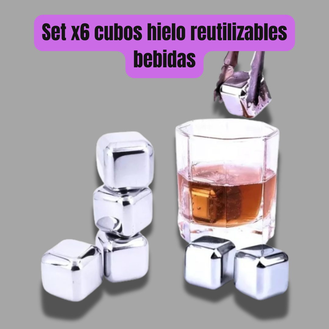 Set x6 cubos hielo reutilizables bebidas